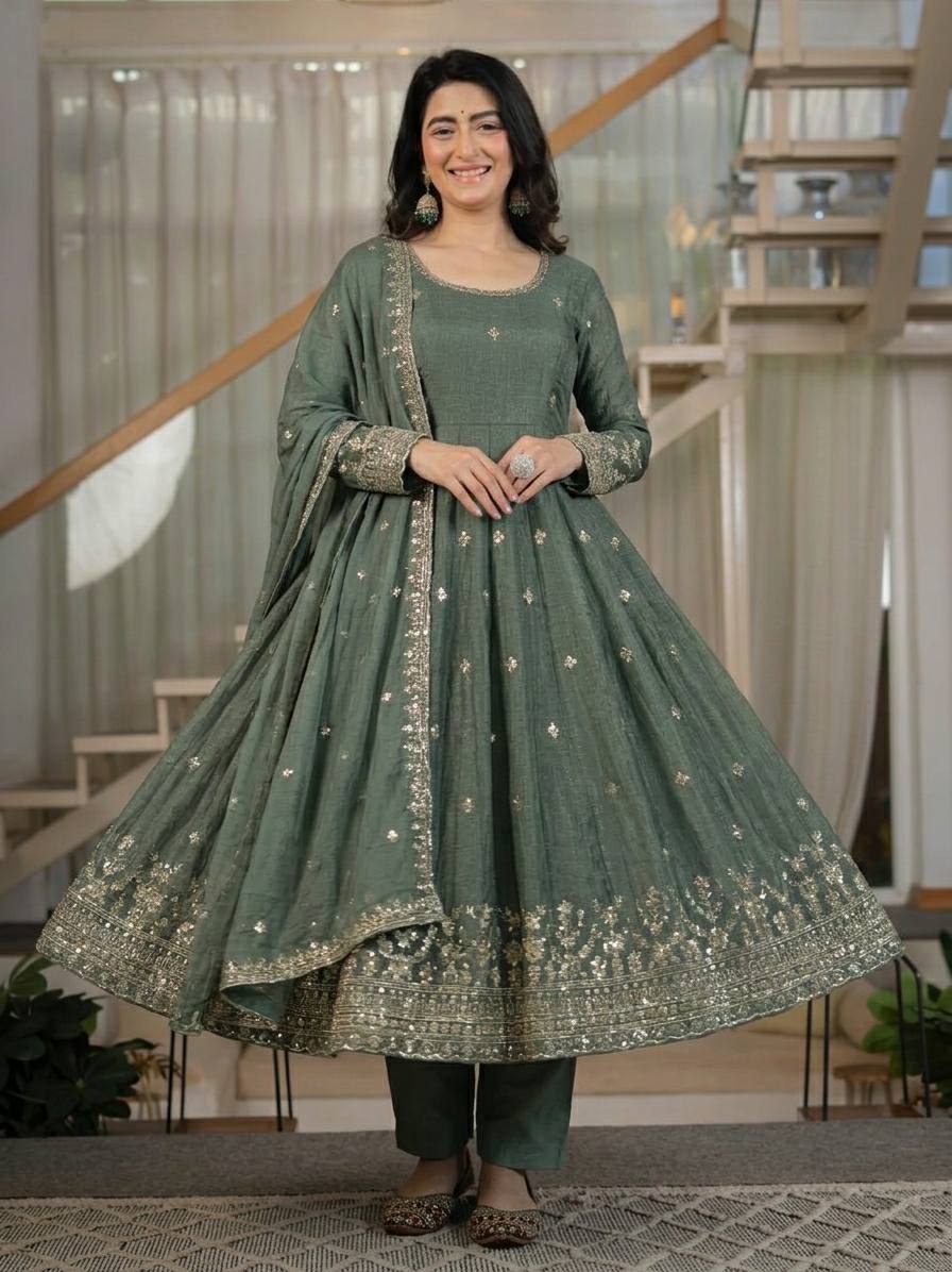 Deep Olive & Silver Heritage Couture